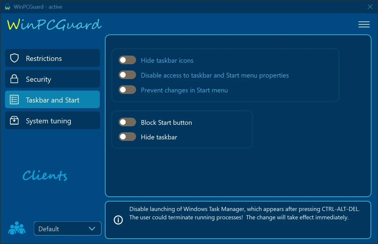 Barra delle applicazioni e menu Start